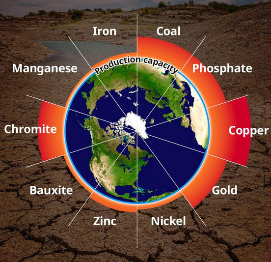 Proportion of current geological resource production exceeding production capacity determined by the regional water availability for the top ten geological resources with the largest volume of water overconsumption. Image Credit: National Institute of Advanced Industrial Science and Technology (AIST)