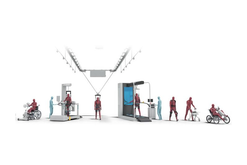 Common robotic devices to safely automate and augment gait rehabilitation across the continuum of care for people suffering from traumatic spinal cord injury interfaced with spinal cord stimulation. Image Credit: .NeuroRestore / EPFL / CHUV 2025