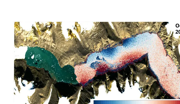 Dickson Fjord with sea-surface height measurements
