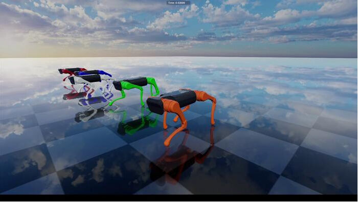 Robot learning to adapt its gait to simulated terrain